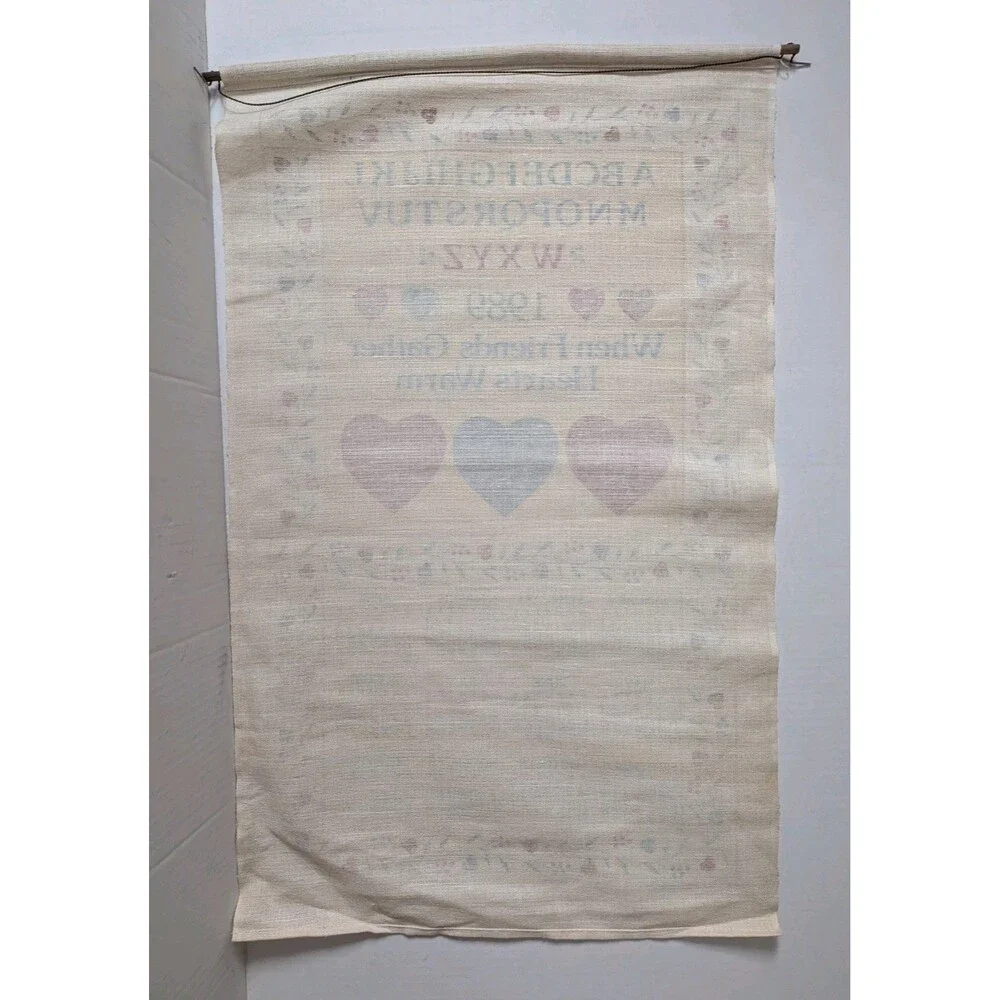 Vintage 1989 Calendar Tea Towel When Friends Gather Hearts Warm Cottagecore Cute